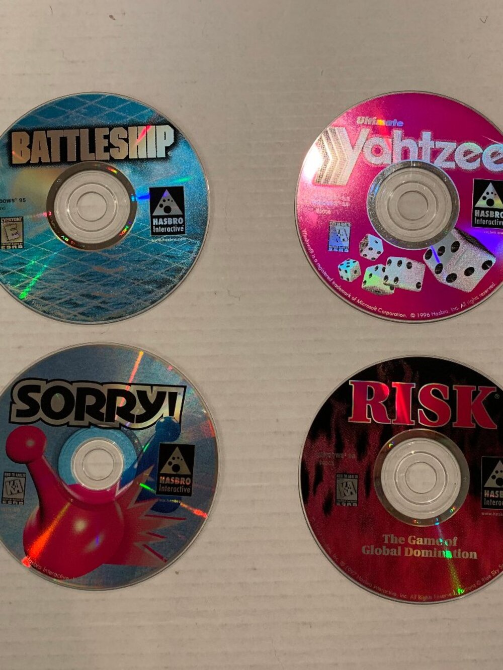 Battleship, Sorry, Risk, Yahtzee - Hasbro Windows 95 Vintage PC CD-ROM Games